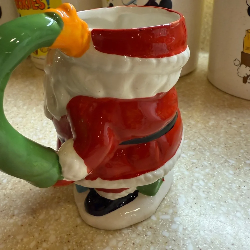 Vintage Pier 1 Santa Claus Holiday Mug Christmas Coffee Cup Red White Green